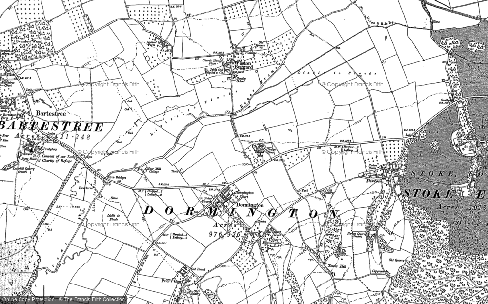 Old Map of Dormington, 1886 in 1886