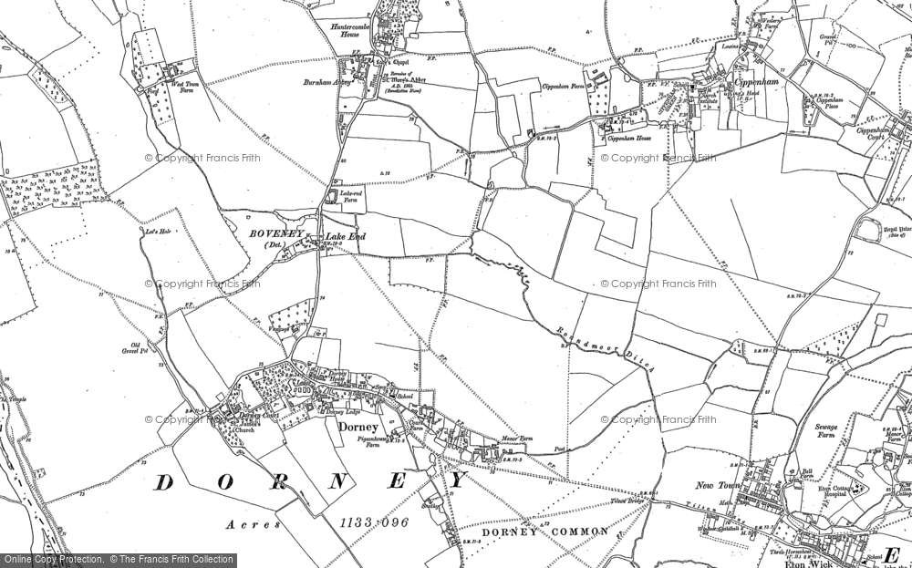 Old Map of Dorney, 1910 in 1910