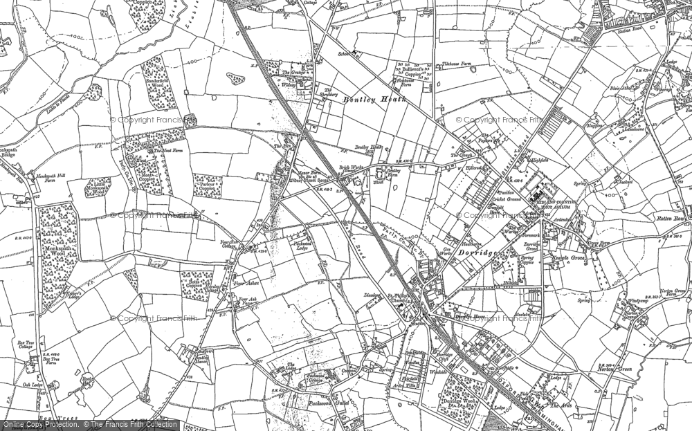 Old Map of Historic Map covering Knowle Grove in 1886