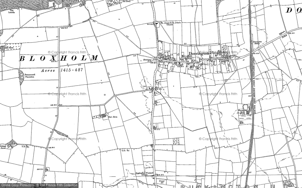 Old Map of Dorrington, 1887 in 1887