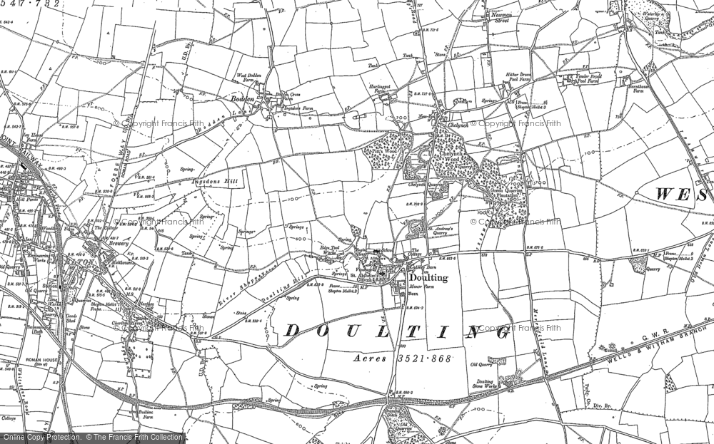 Old Map of Doulting, 1884 - 1885 in 1884