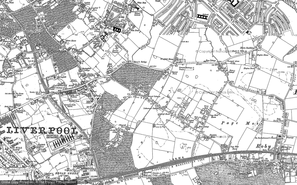 Old Map of Dovecot, 1891 - 1906 in 1891