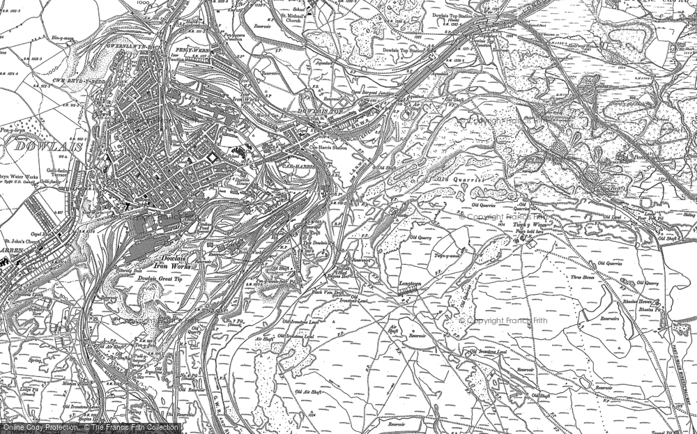 Old Map of Historic Map covering Caeharris in 1879