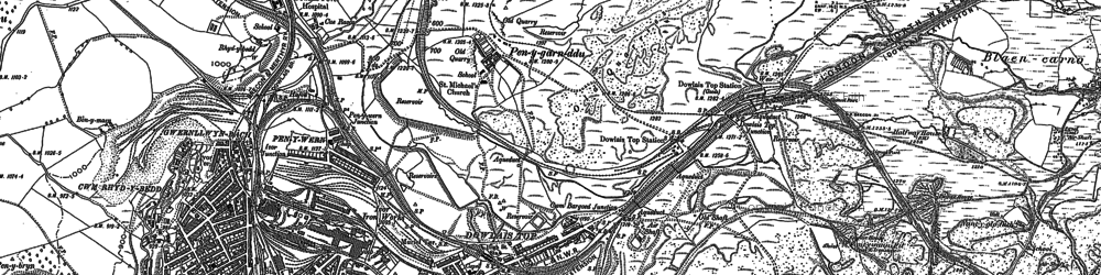 Old map of Dowlais Top in 1879