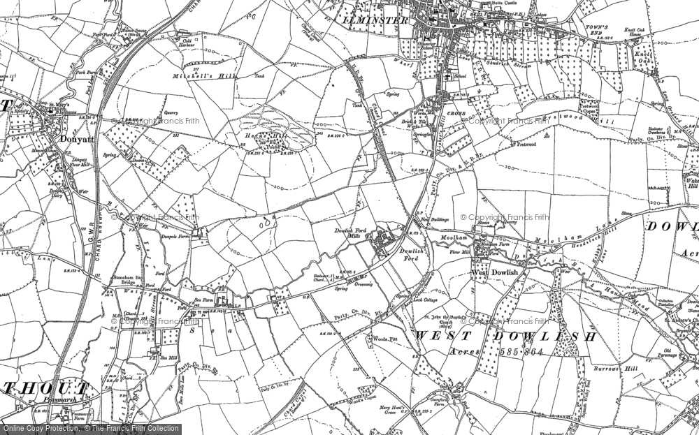 Old Map of Dowlish Ford, 1886 - 1901 in 1886