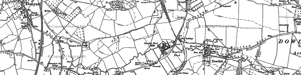 Old map of Dowlish Ford in 1886