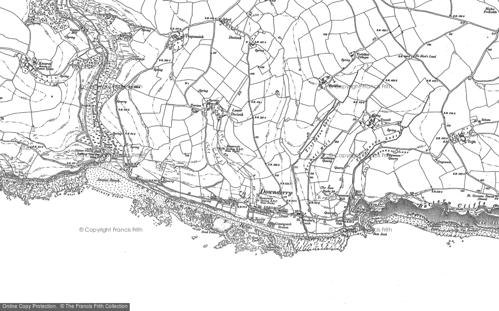 Old Map of Historic Map covering Battern Cliffs in 1881