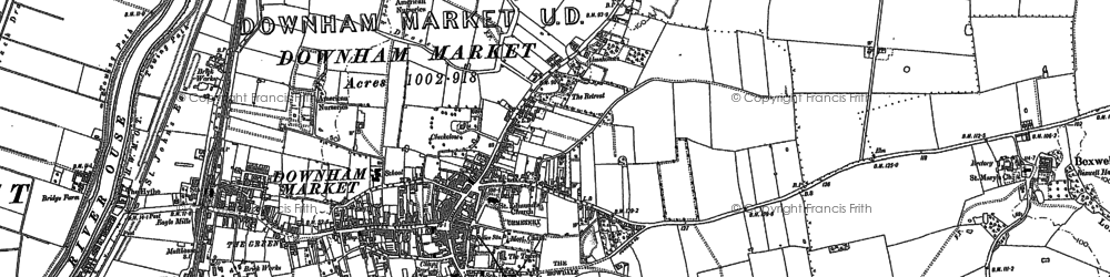Old map of Downham Market in 1884