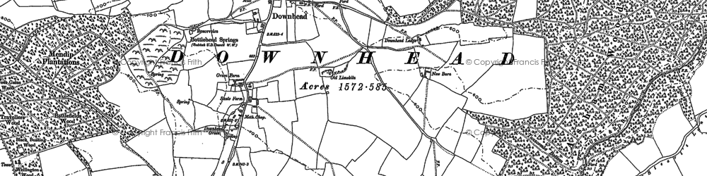 Old map of Downhead in 1884