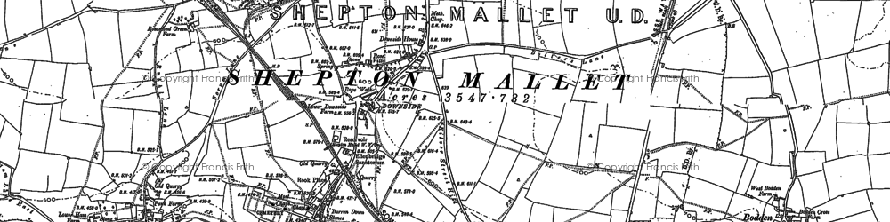 Old map of Downside in 1884