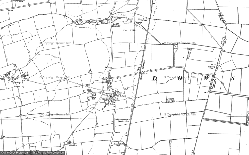 Old Map of Dowsby, 1886 - 1887 in 1886