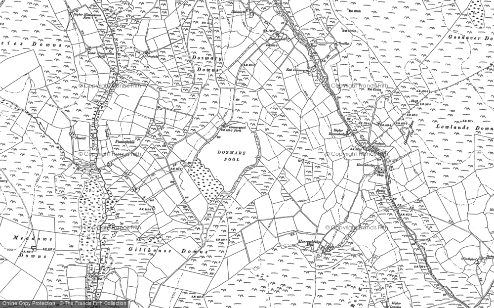 Old Map of Dozmary Pool, 1881 - 1886 in 1881