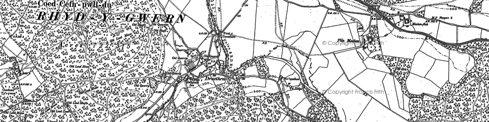 Old map of Draethen in 1899