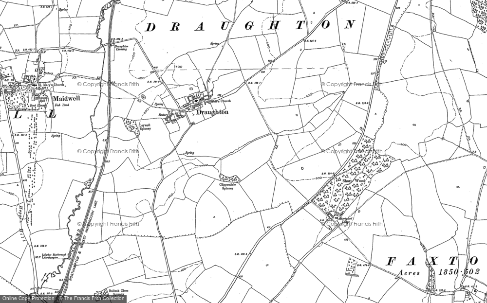 Old Map of Draughton, 1884 in 1884