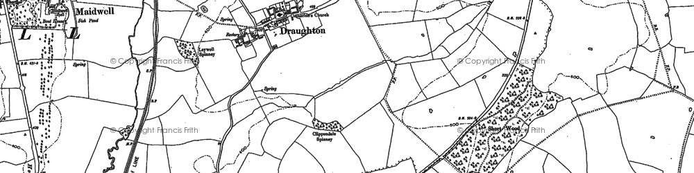 Old map of Leywell Spinney in 1884