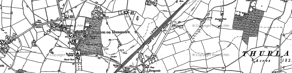 Old map of Draycote in 1885