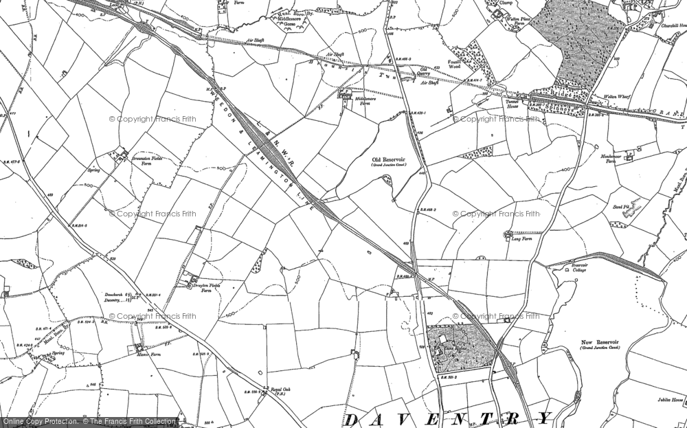 Old Map of Historic Map covering Braunston Covert in 1884