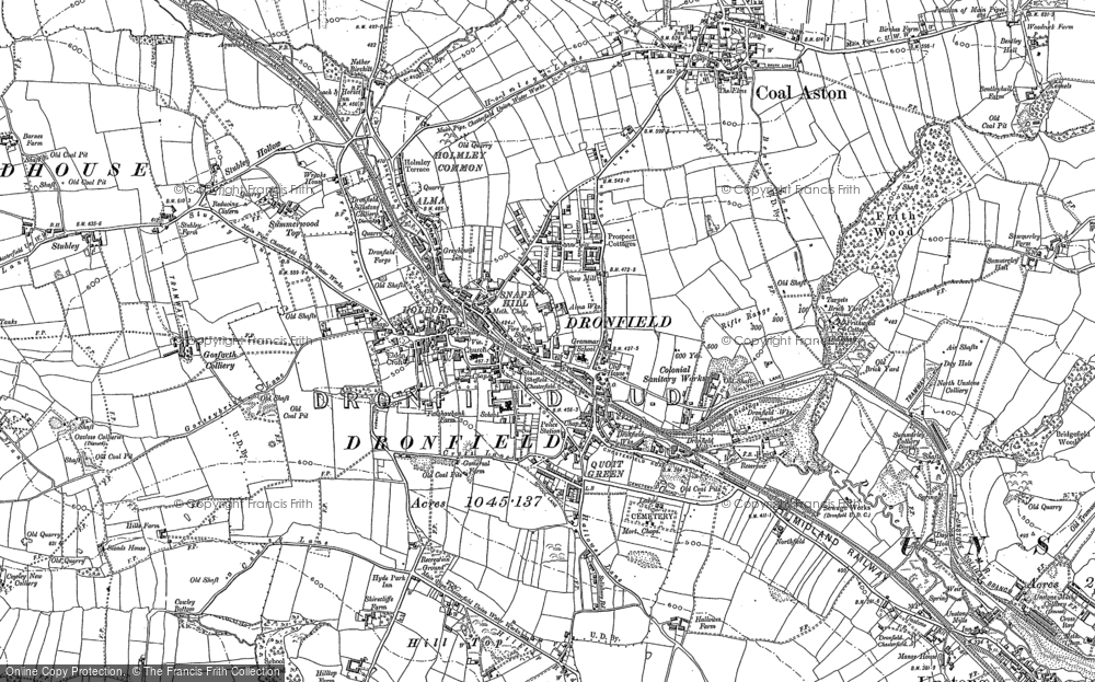 Old Map of Historic Map covering Gosforth Valley in 1876