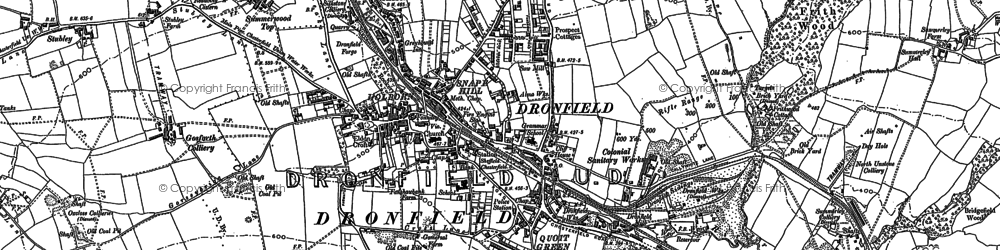 Old map of Dronfield in 1876