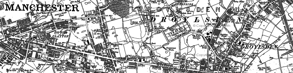 Old map of Droylsden in 1890