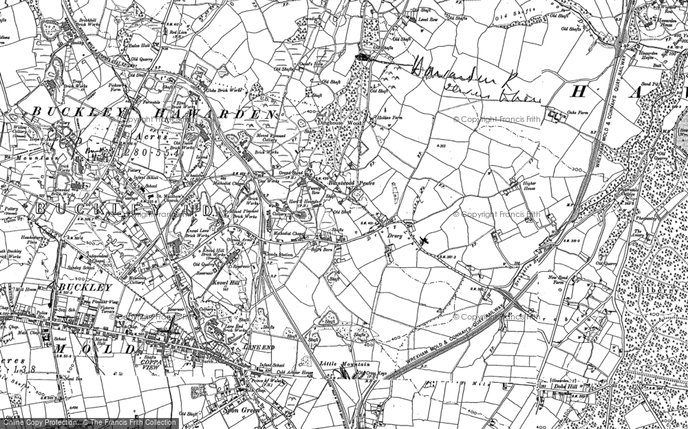 Old Map of Historic Map covering Burntwood Pentre in 1898