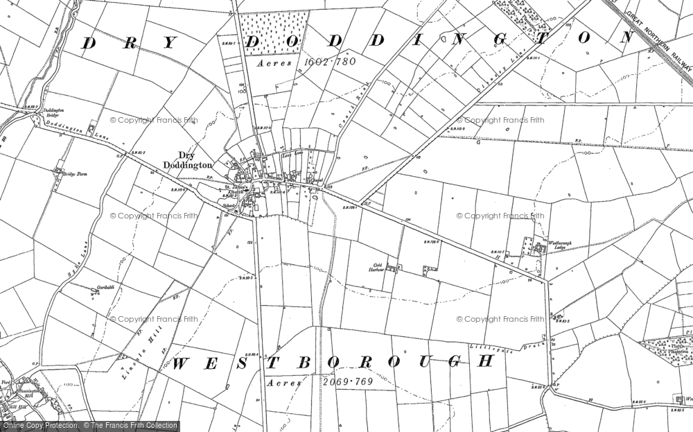 Old Map of Dry Doddington, 1886 in 1886