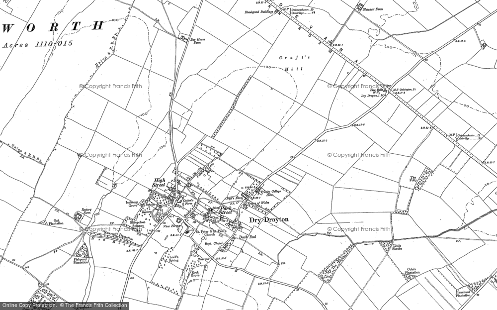 Old Map of Dry Drayton, 1886 in 1886