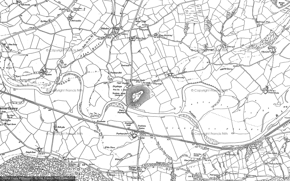 Old Map of Dryslwyn, 1885 - 1886 in 1885
