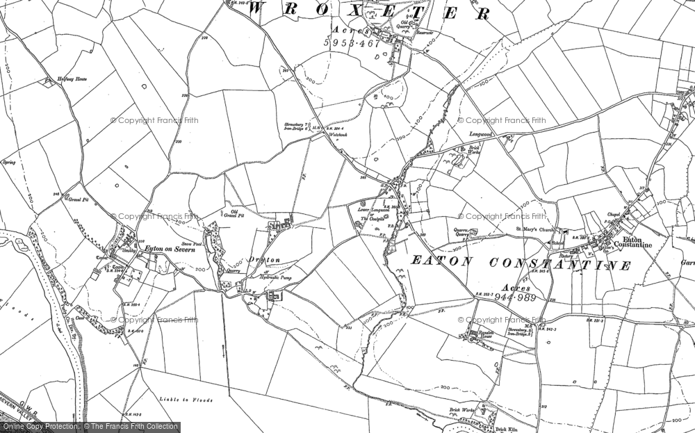 Old Map of Historic Map covering Charlton Hill in 1881