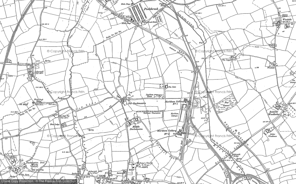 Old Map of Historic Map covering Long Duckmanton in 1876