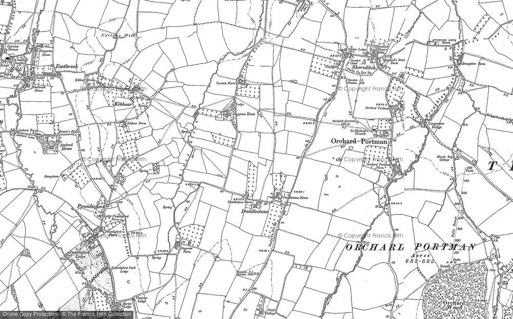 Old Map of Historic Map covering Broughton Brook in 1886