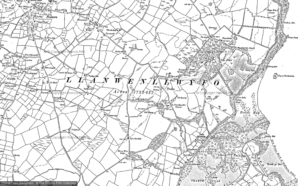 Old Map of Historic Map covering Ynys y Carcharorion in 1887