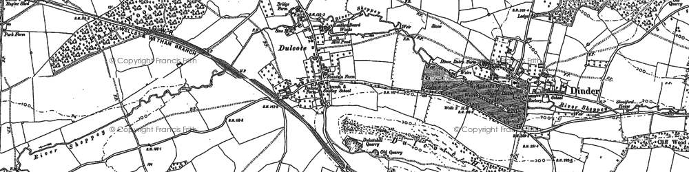 Old map of Dulcote in 1885