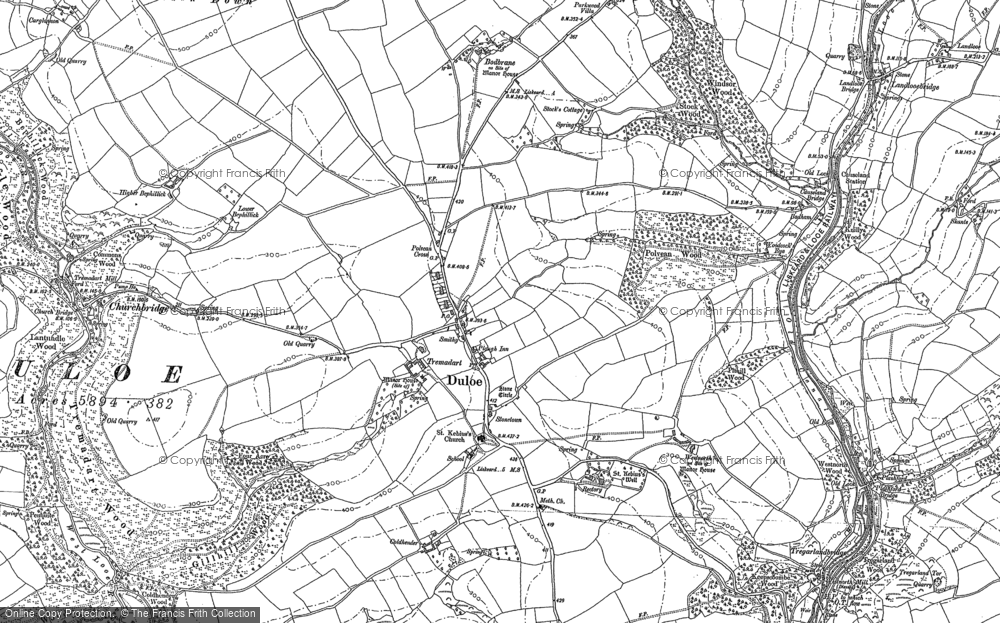 Old Map of Historic Map covering Trefanny Hill in 1881