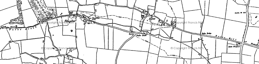 Old map of Duloe in 1900