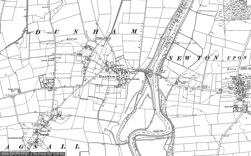 Old Map of Dunham on Trent, 1884 - 1899 in 1884