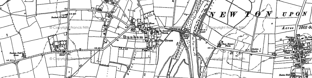 Old map of Dunham on Trent in 1884