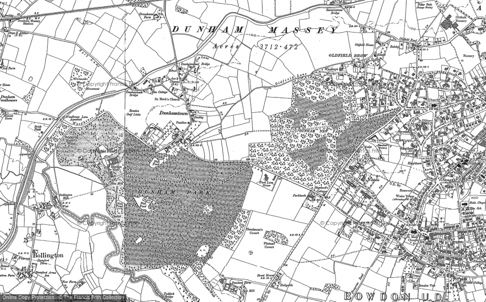 Old Map of Historic Map covering Dunham Massey Hall in 1897