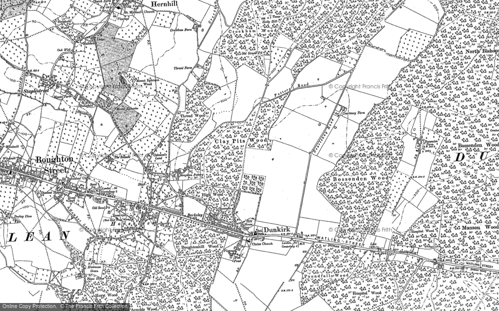 Old Map of Historic Map covering Boughton Hill in 1896