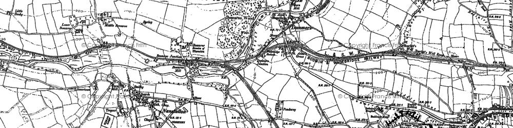 Old map of Boscarne Junction Station in 1880