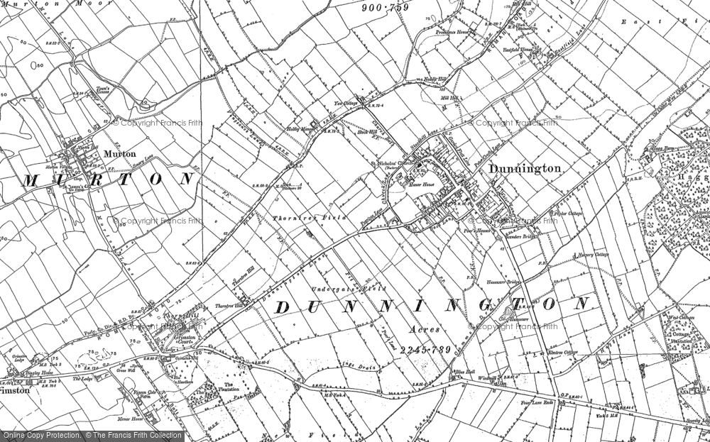 Old Map of Dunnington, 1890 - 1891 in 1890