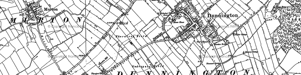 Old map of Dunnington in 1890