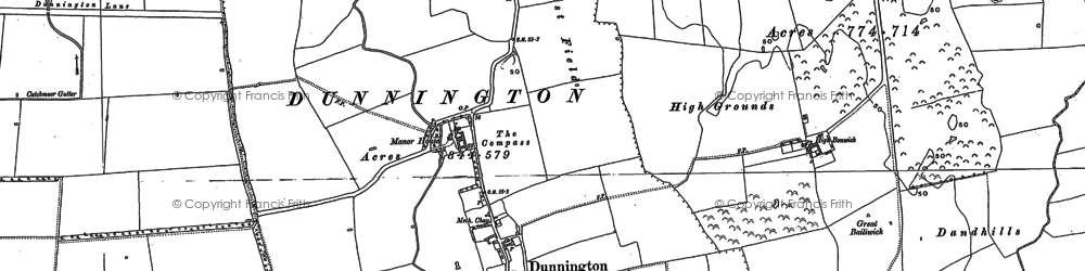 Old map of Dunnington in 1890