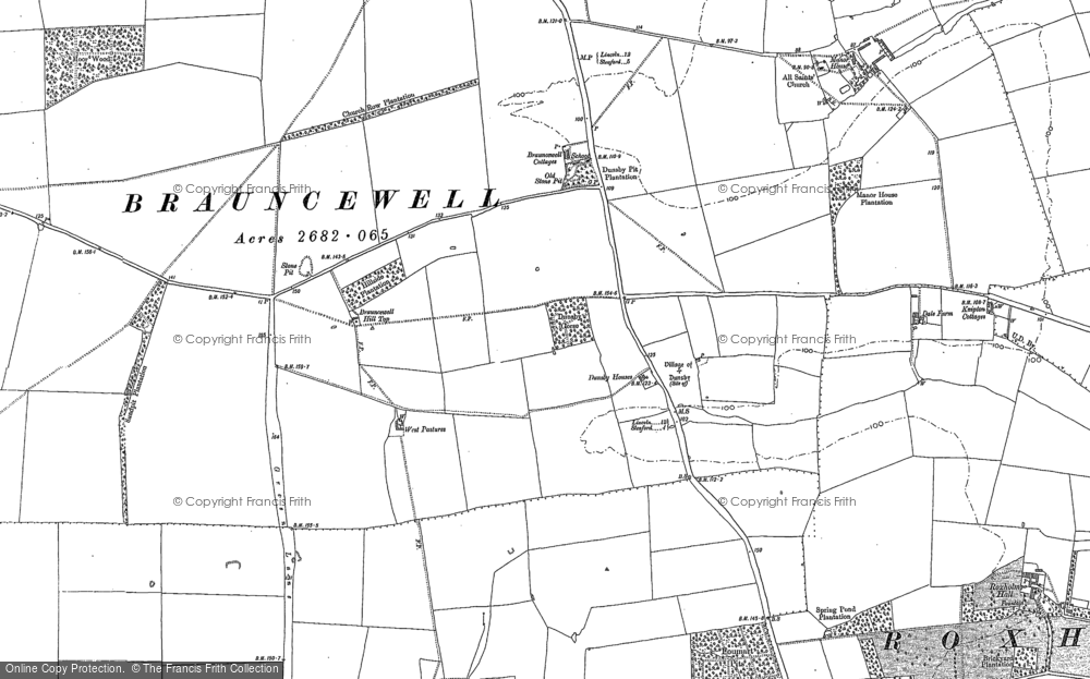 Old Map of Dunsby Village, 1886 - 1887 in 1886