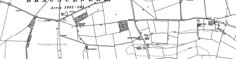 Old map of Dunsby Village in 1886