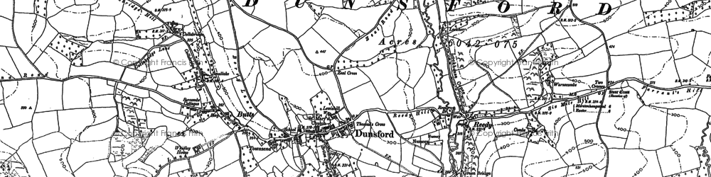 Old map of Dunsford in 1886