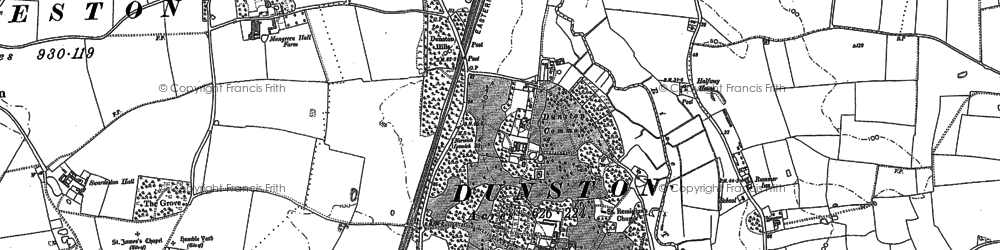 Old map of Dunston in 1881