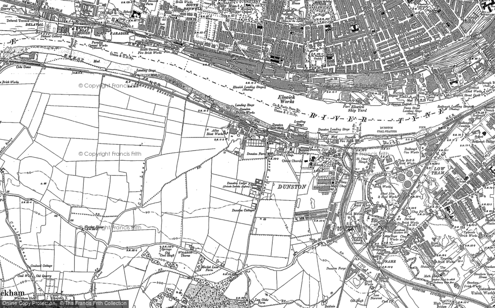 OLD ORDNANCE SURVEY MAP DUNSTON 1914 SPOOR STREET NORWOOD COLLIERY WHICKHAM 