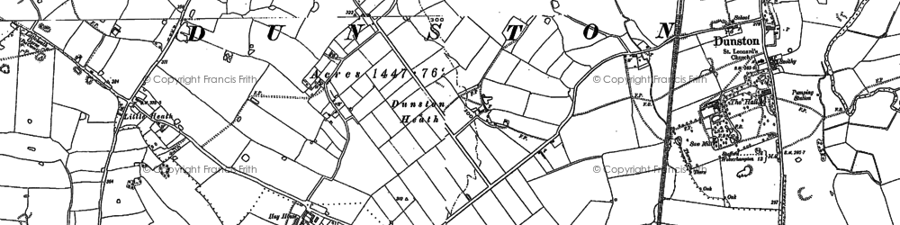 Old map of Dunston Heath in 1882