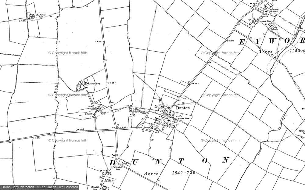 Old Map of Dunton, 1882 in 1882